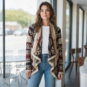 Under Skies Southwestern Drape Cardigan